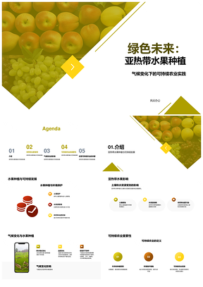 亚热带水果环保种植可持续发展农民水土气候PPT模板
