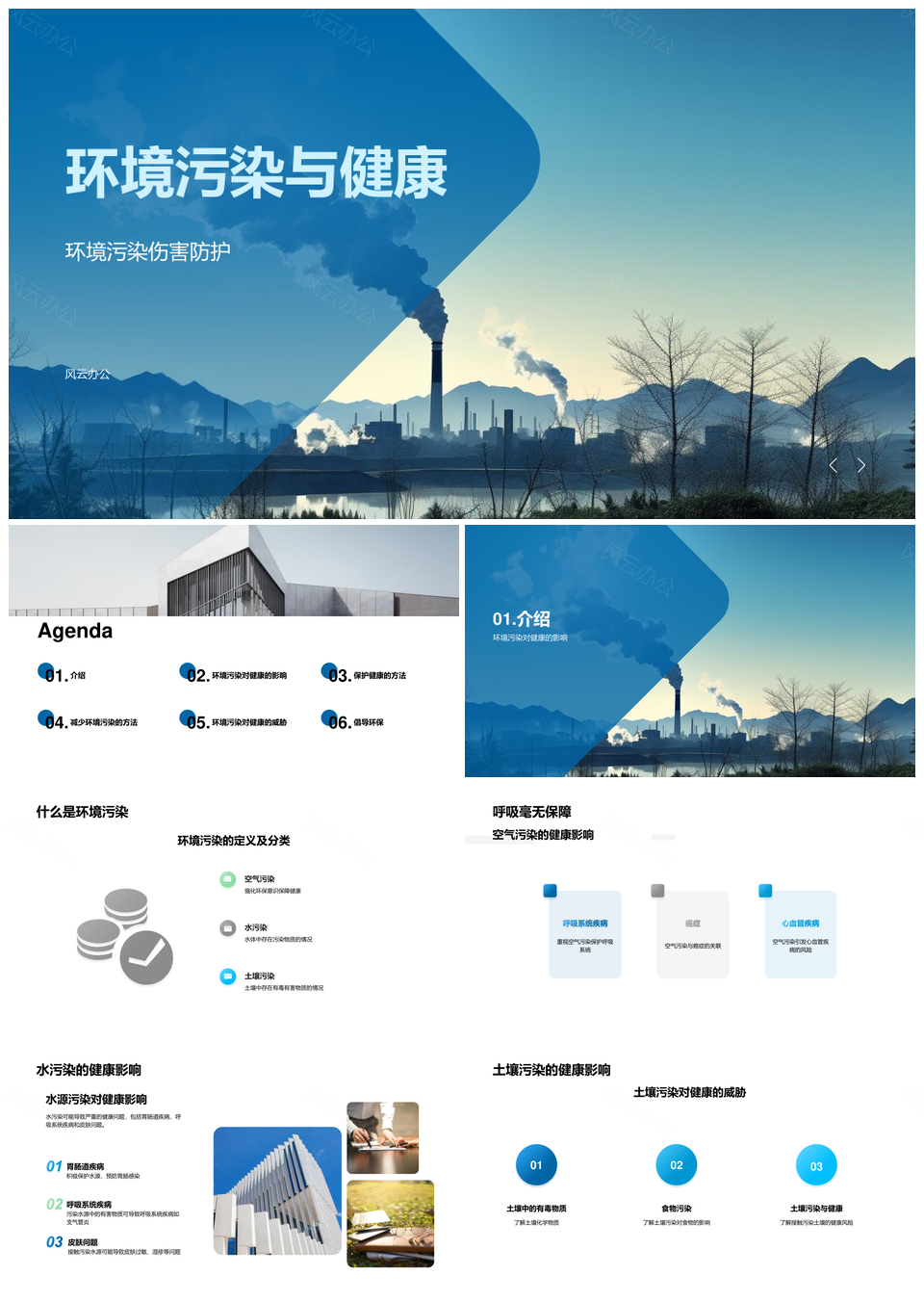 环境污染与健康危害防护措施PPT模板