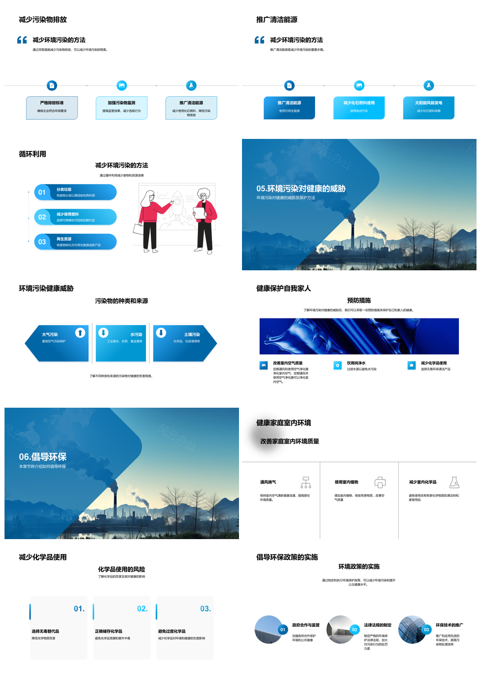 环境污染与健康危害防护措施PPT模板