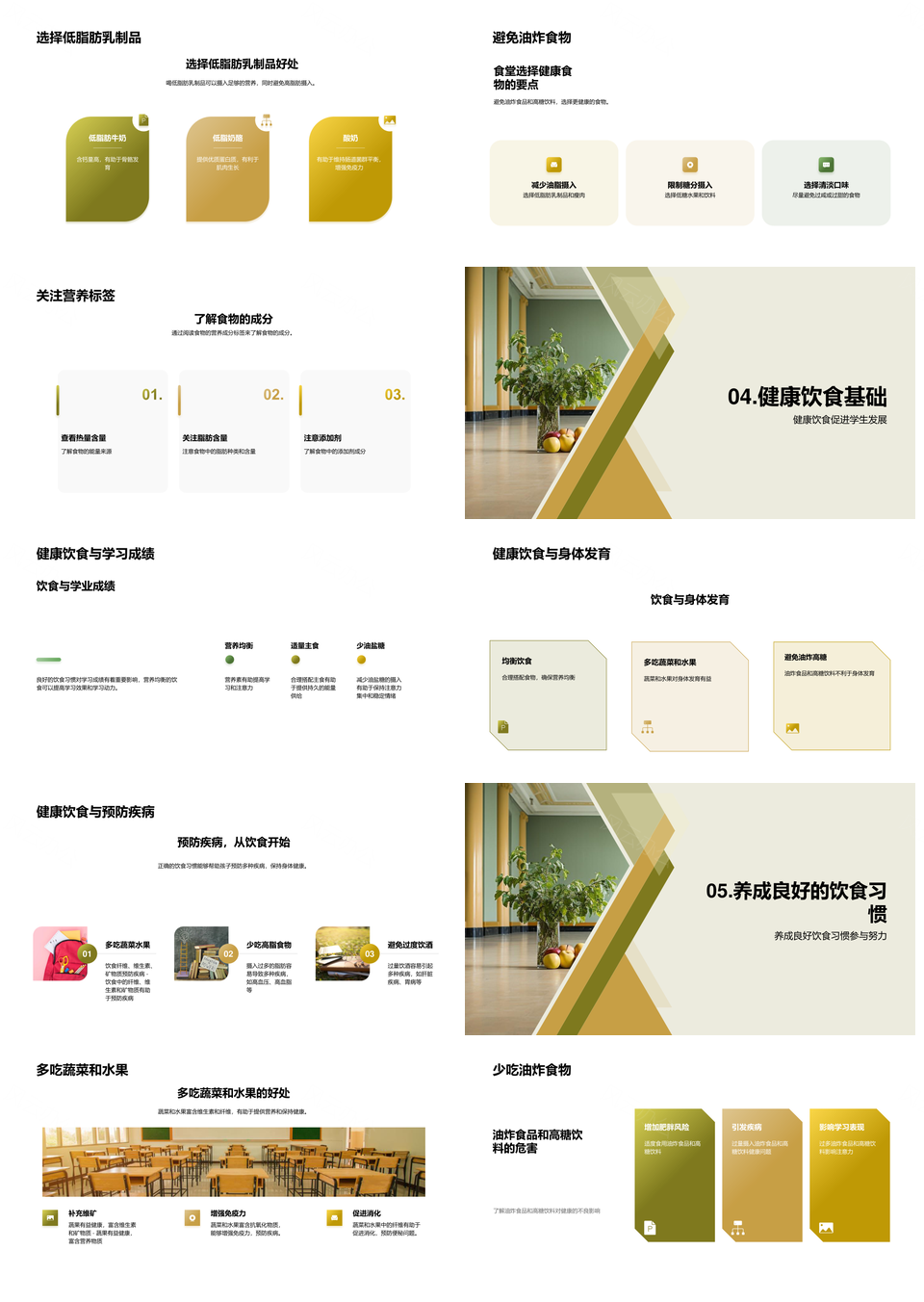 学校食堂健康饮食讲座助三年级防肥胖养习惯PPT模板