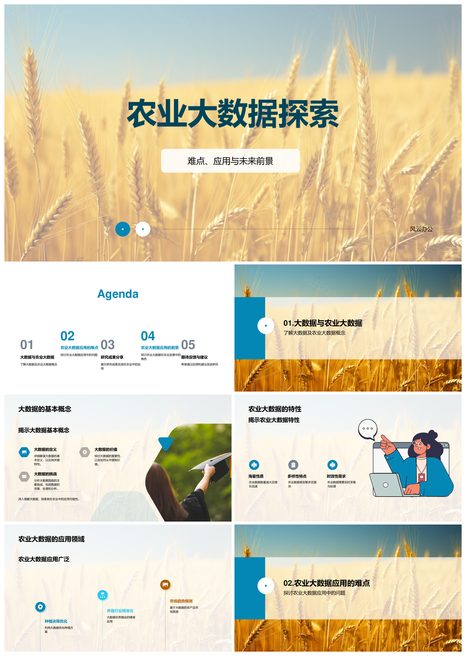 农业大数据新算法提升小麦田精准农业生产效率PPT模板