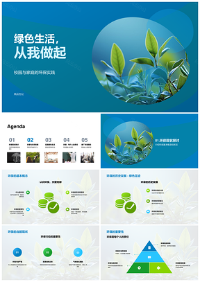 绿色生活环保教育分类节能护绿PPT模板