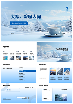 大寒节气寒暖交织传统习俗雪景暖食文化自然PPT模板