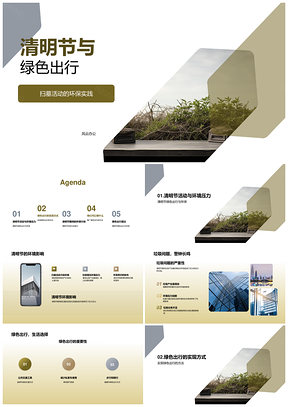 清明节绿色出行扫墓环保实践PPT模板