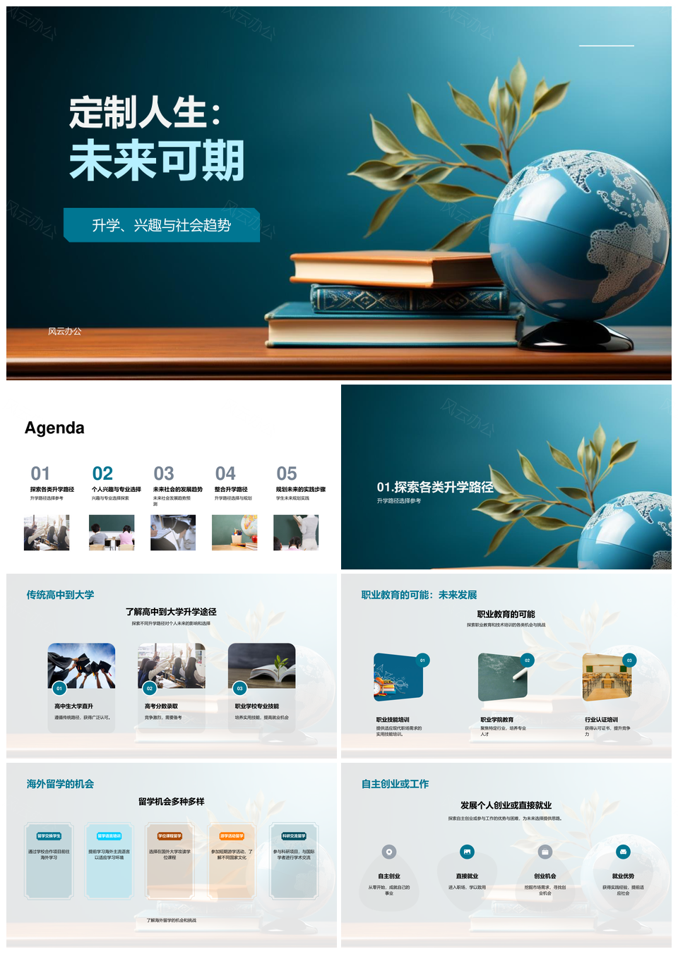 定制人生升学职教留学创业择业新兴趋势PPT模板