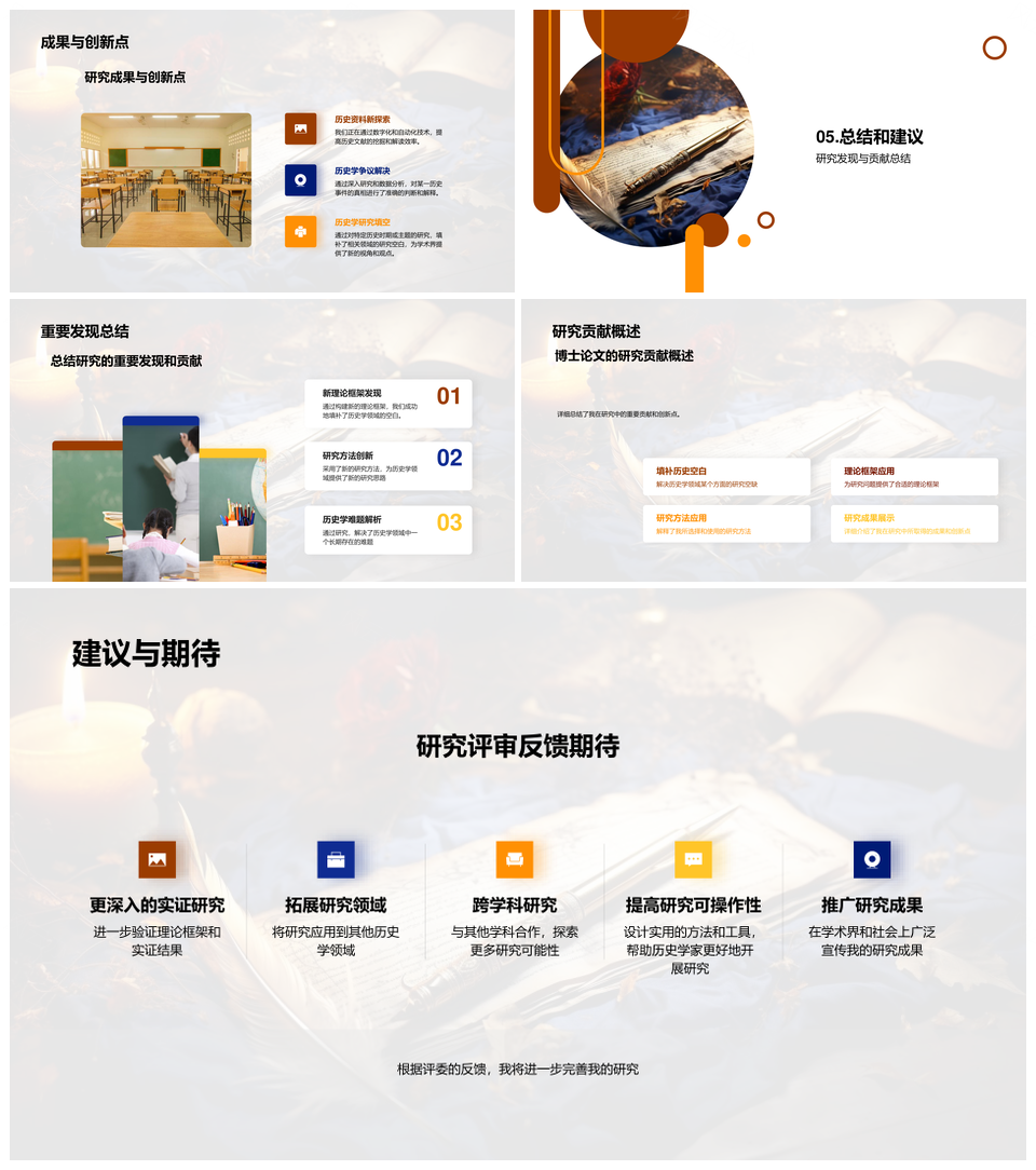 2025历史学博士论文答辩研究方法与古老卷轴PPT模板