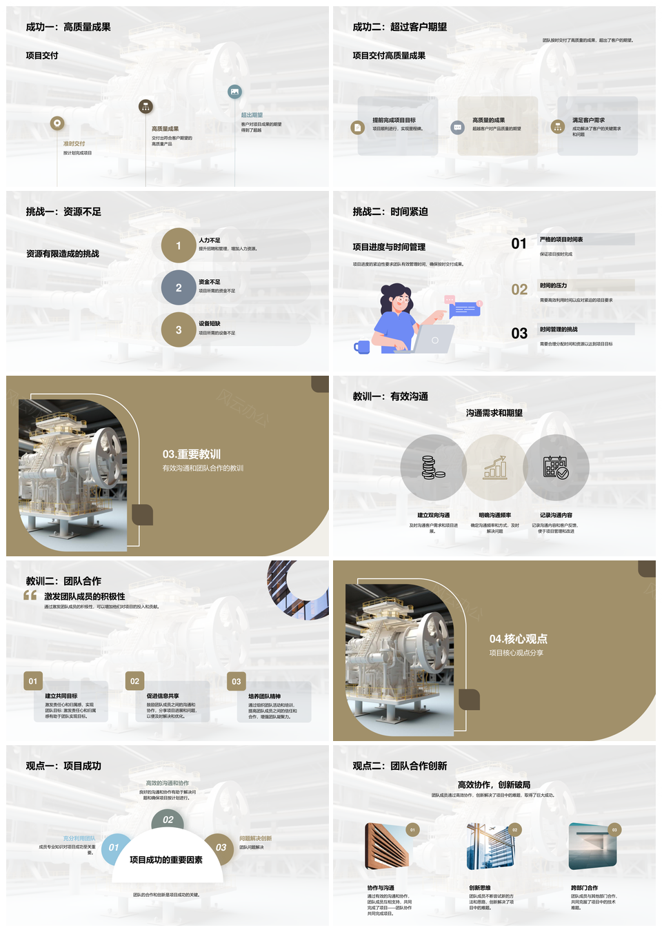 工业机械项目团队逆流创新成果总结PPT模板