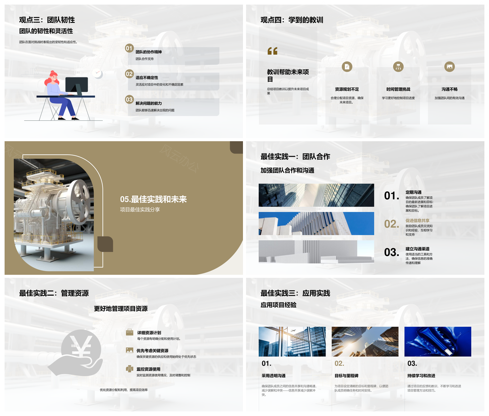 工业机械项目团队逆流创新成果总结PPT模板