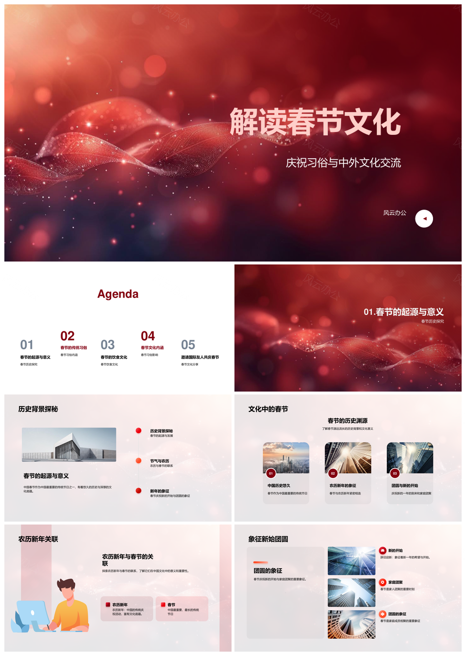 春节文化习俗历史与中外交流解读PPT模板