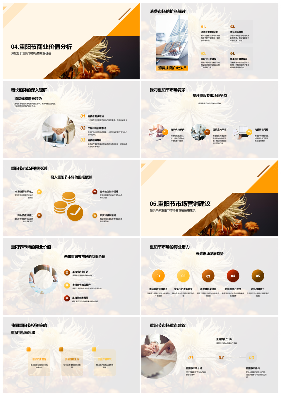 重阳节菊花文化内涵与市场价值定位PPT模板