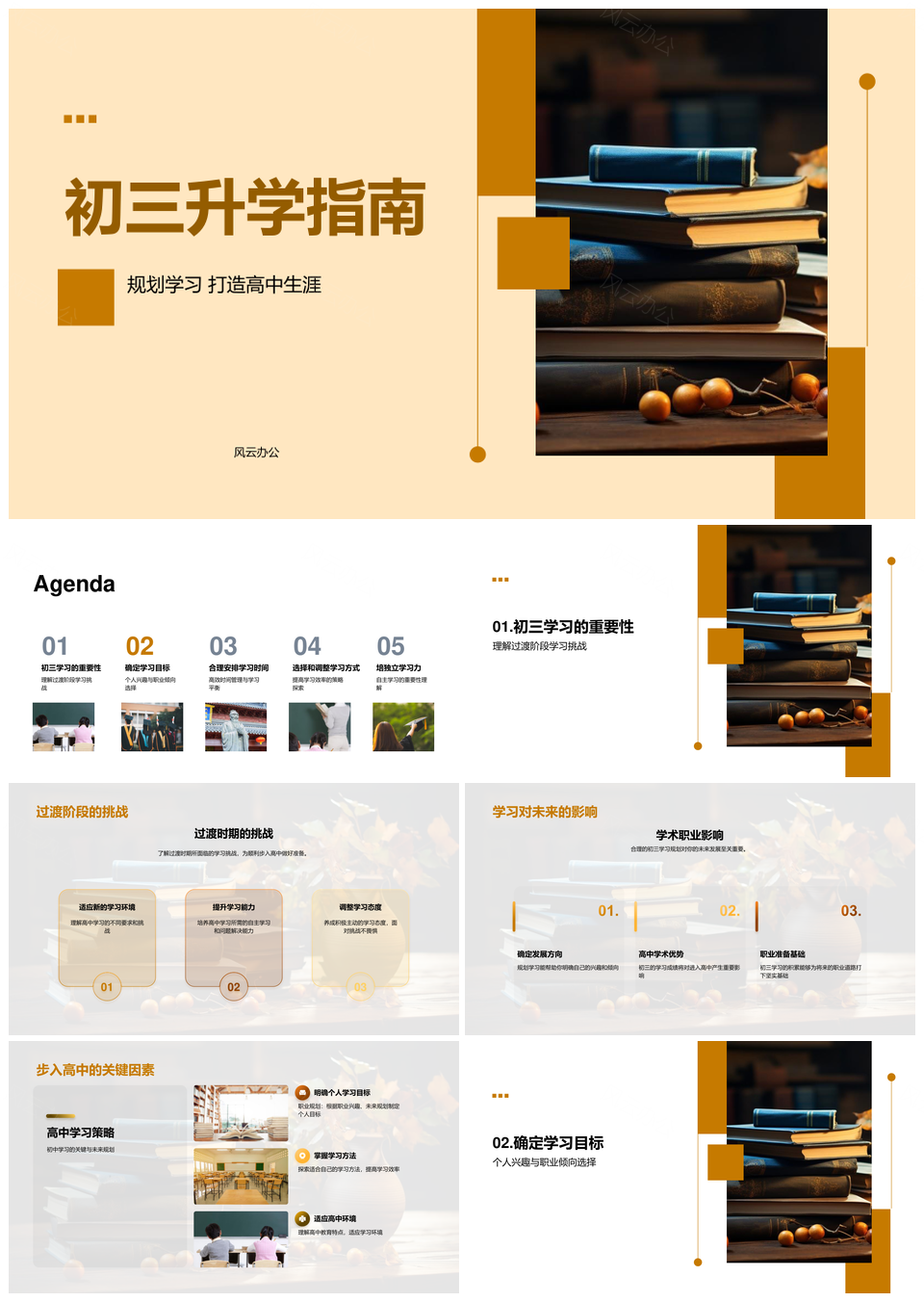 初三升学规划高中课程时间管理学习资源PPT模板