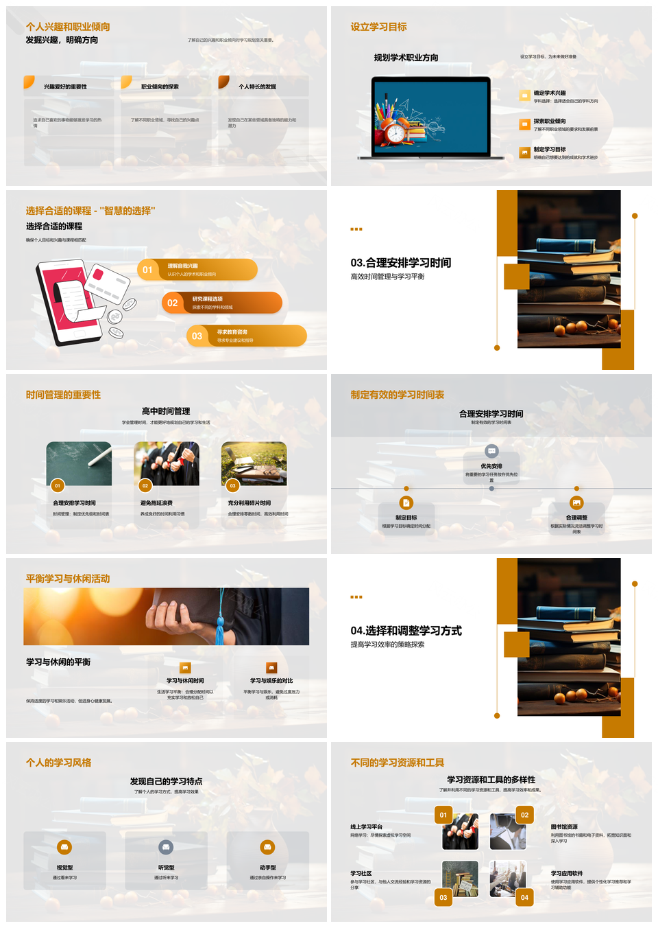 初三升学规划高中课程时间管理学习资源PPT模板