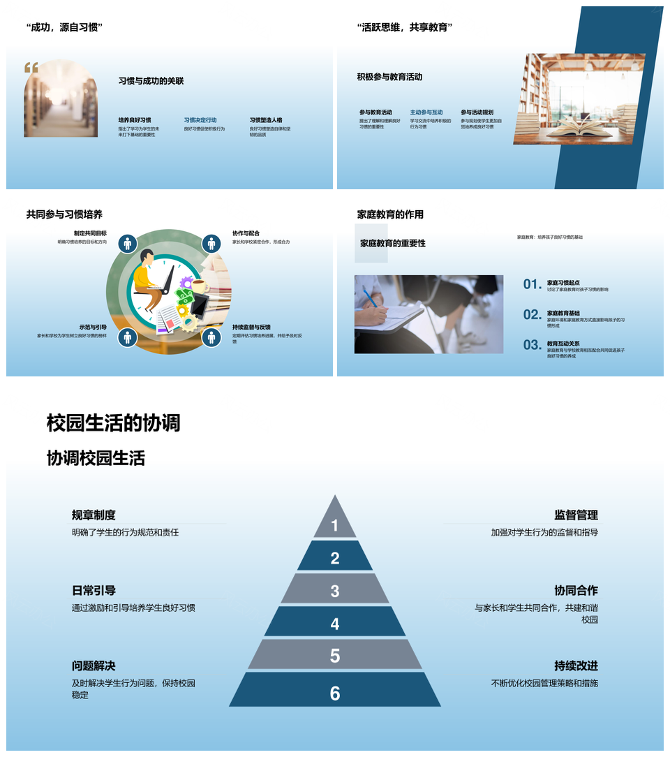 五年级学生家校共育行为习惯促成长PPT模板