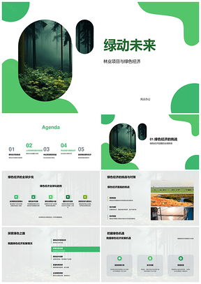 绿动未来林业项目驱动绿色经济趋势挑战对策与公司产品环保收益PPT模板
