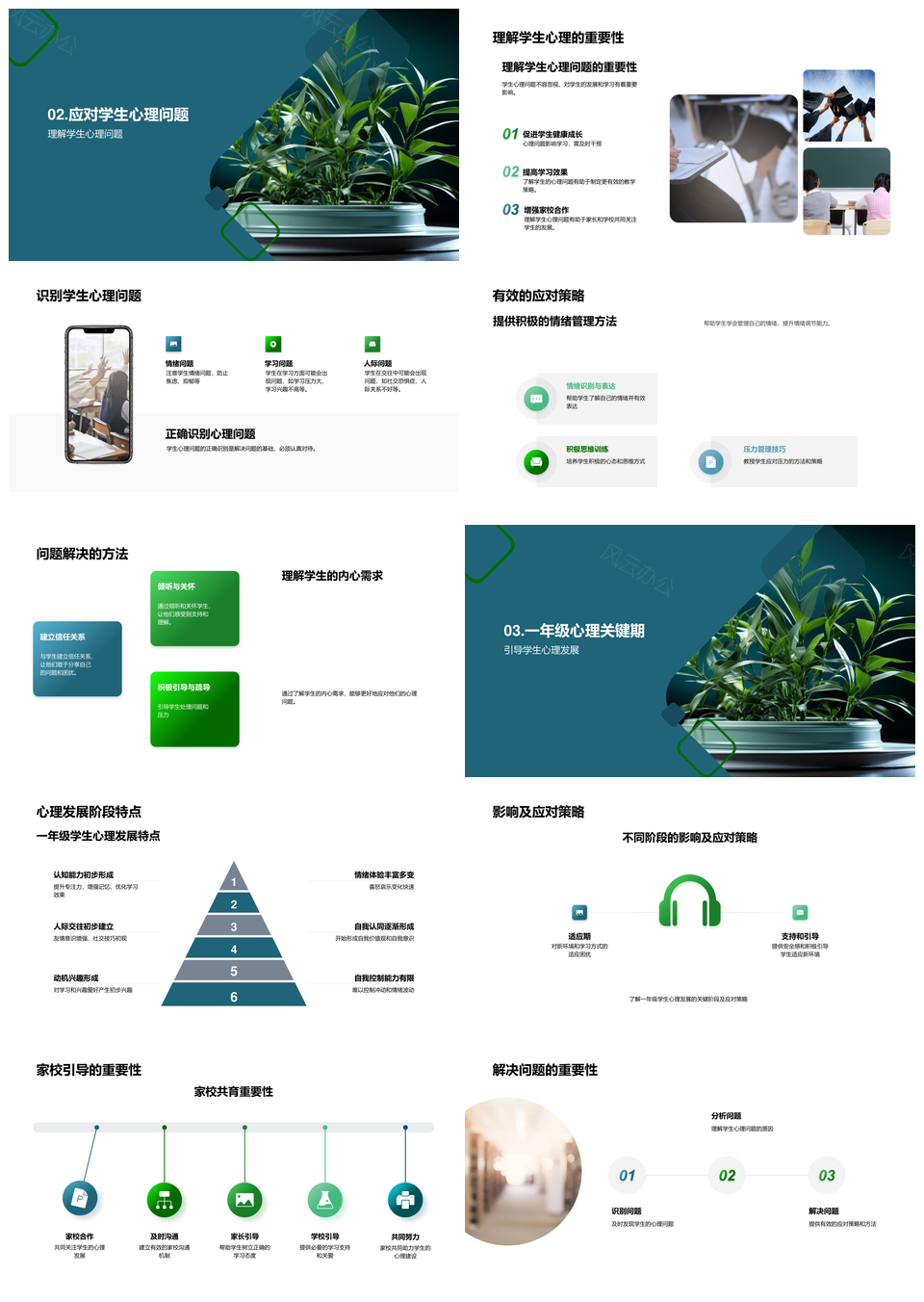 家校共育一年级心理健康应对策略PPT模板