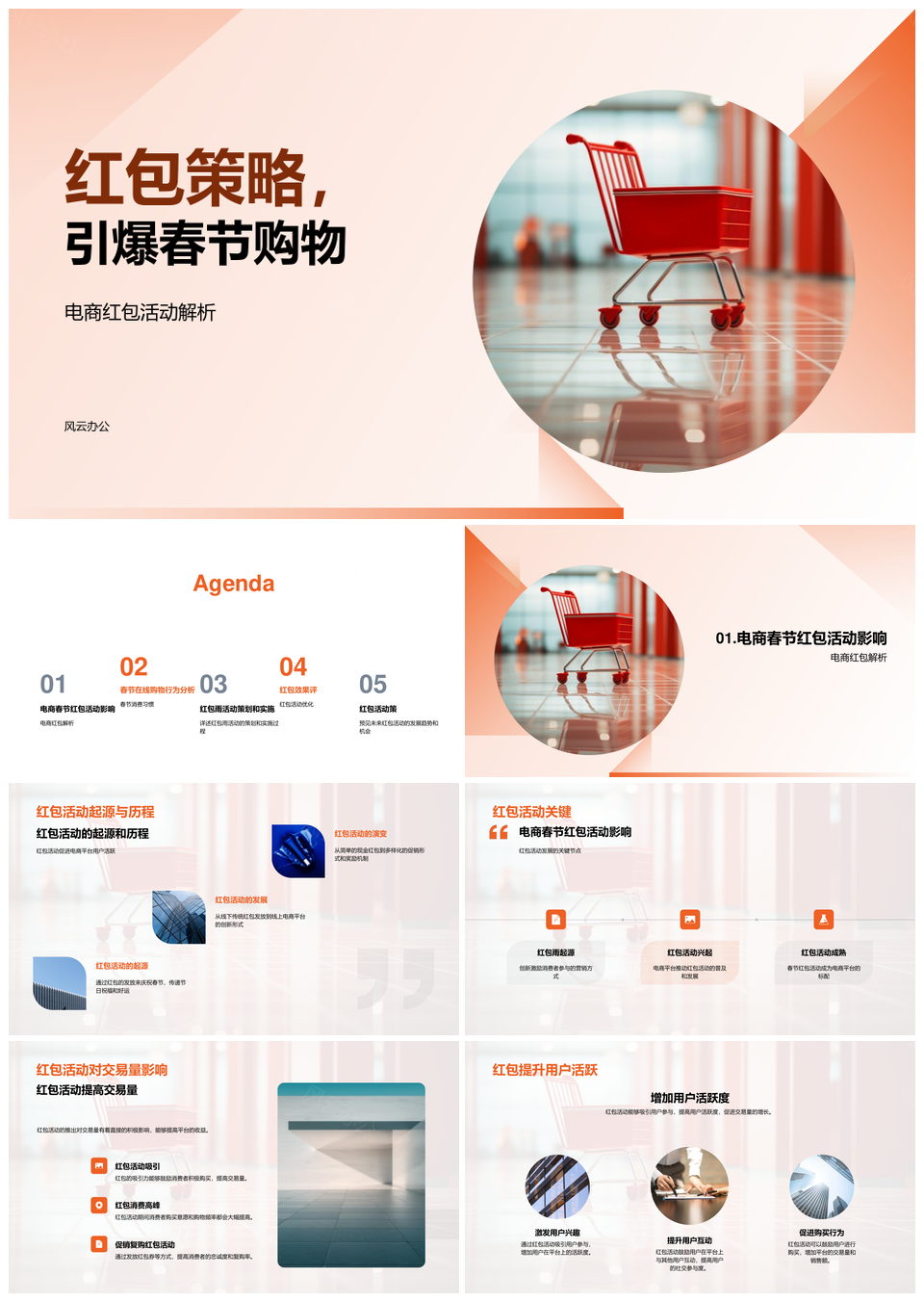 春节电商红包策略激活用户消费与社交行为PPT模板
