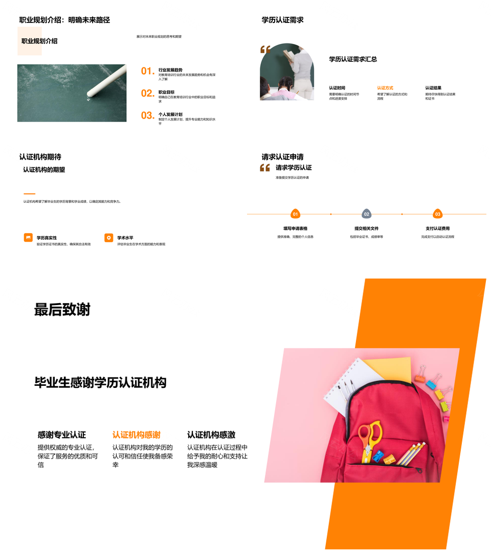学历认证教育历程学业技能职业规划PPT模板