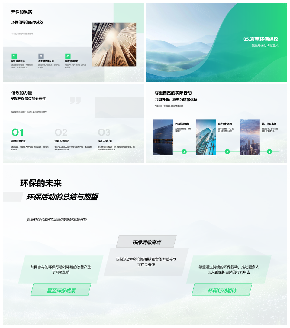 夏至环保行动自然和谐共生光照实践PPT模板