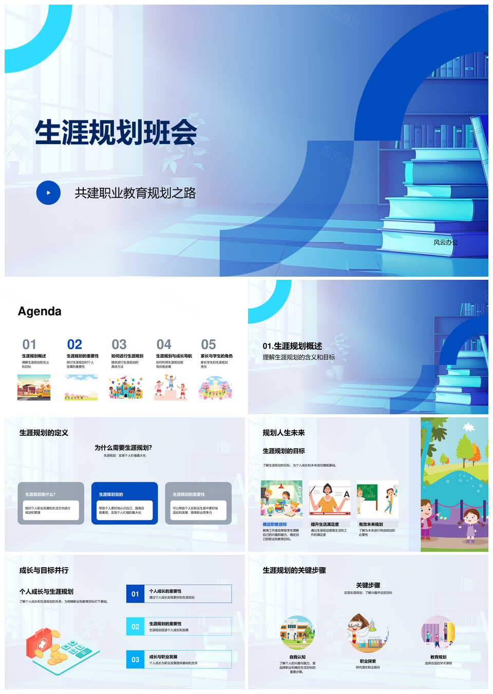 生涯规划职教成长探索教育目标家长支持PPT模板