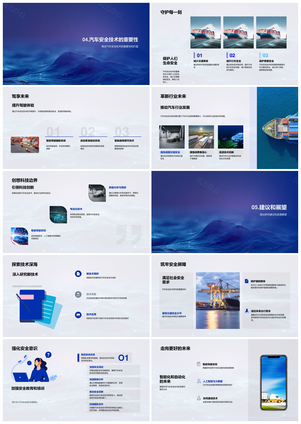 汽车安全技术智能化自动化发展解析PPT模板