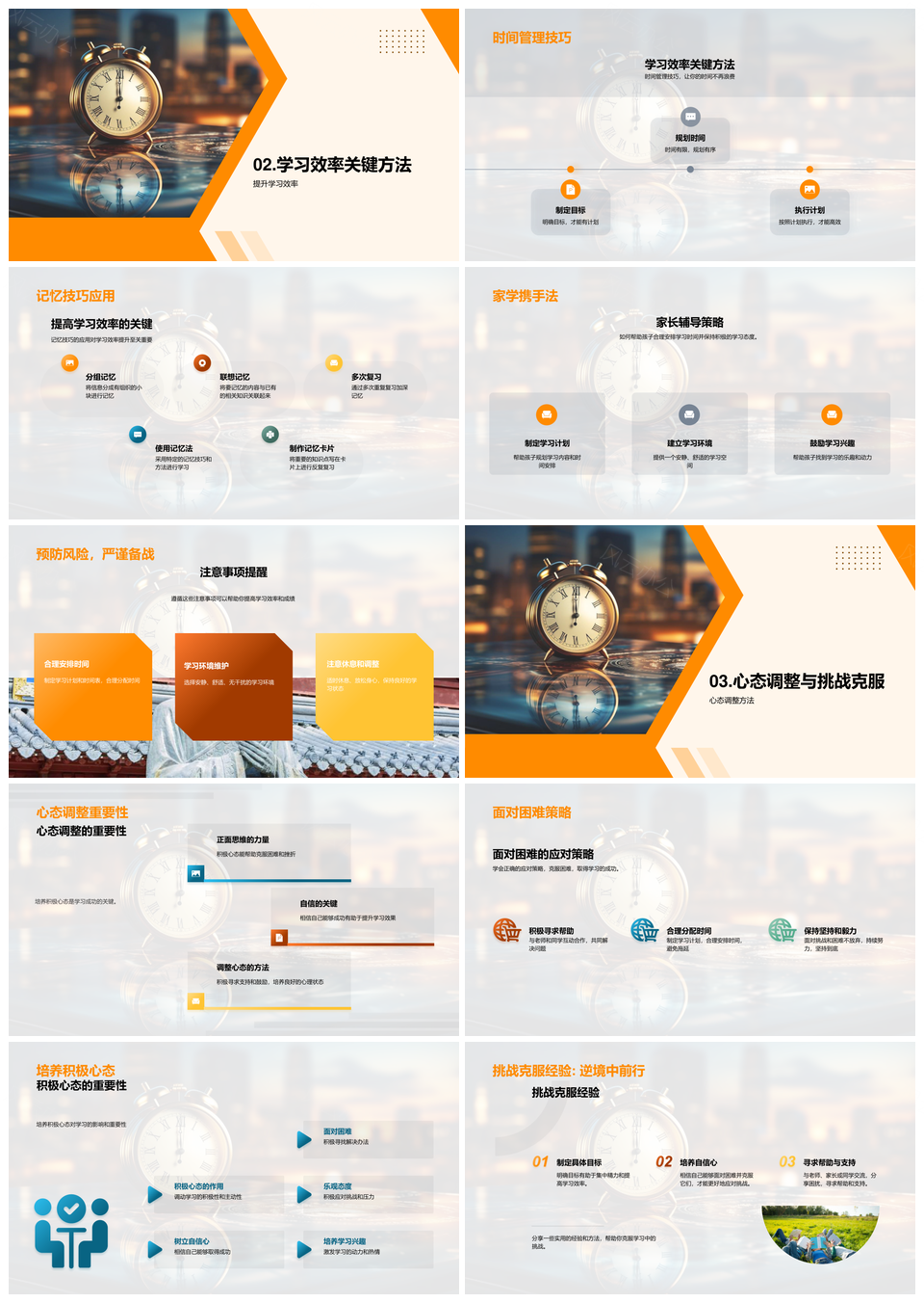 初中生科学学习时间记忆家长辅导心态调整计划PPT模板