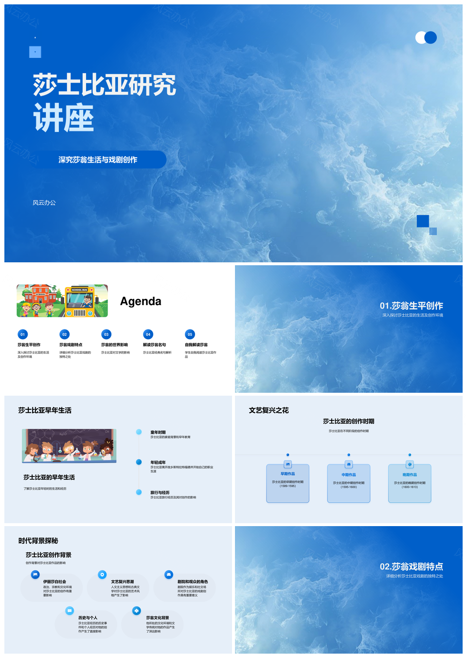 莎士比亚戏剧创作生平社会影响主题结构语言PPT模板