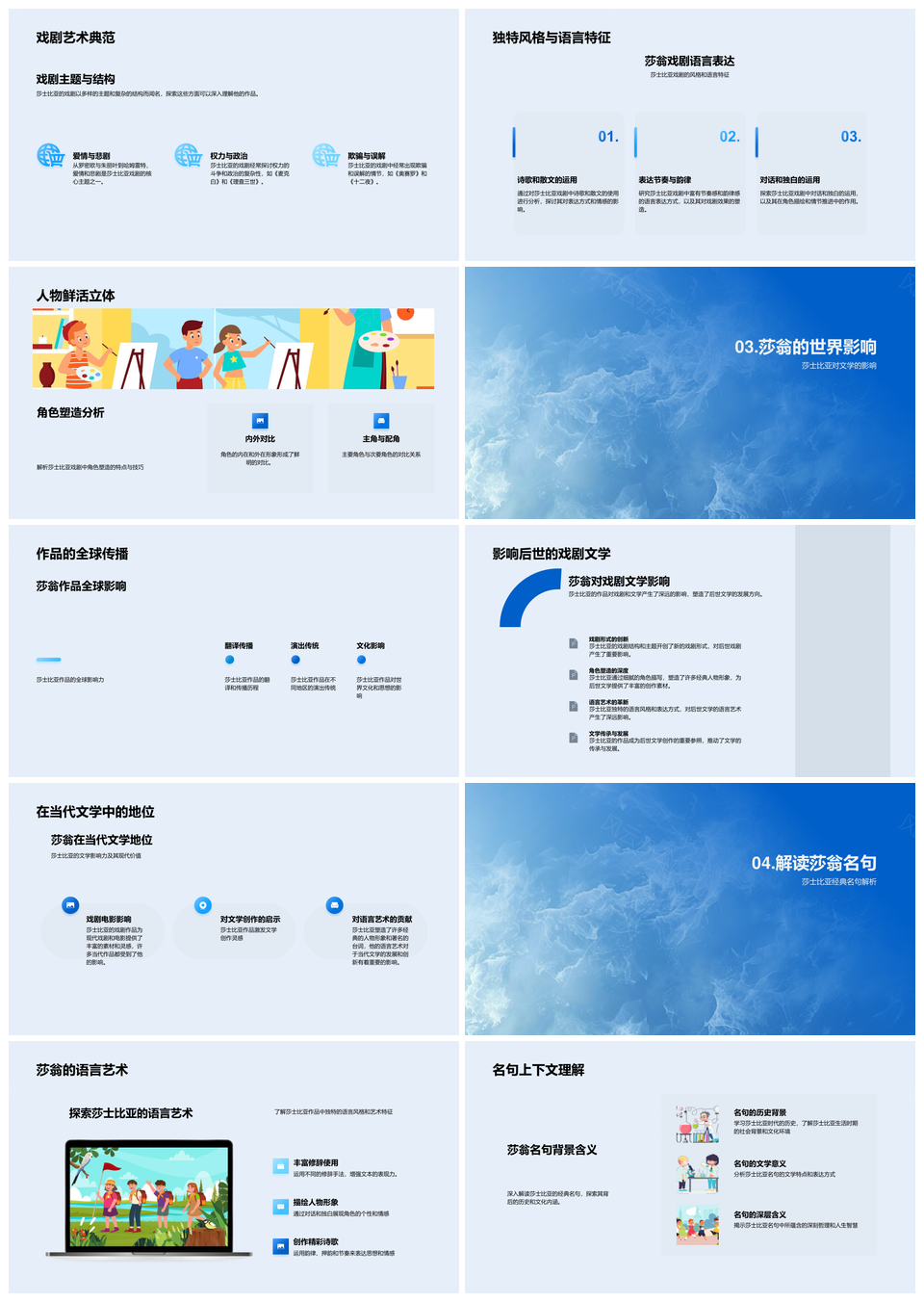 莎士比亚戏剧创作生平社会影响主题结构语言PPT模板