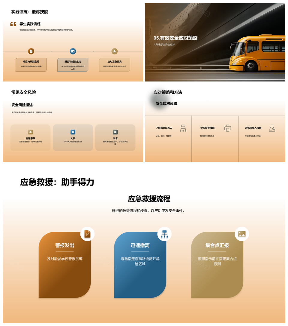 安全教育周校车护航学生成长PPT模板