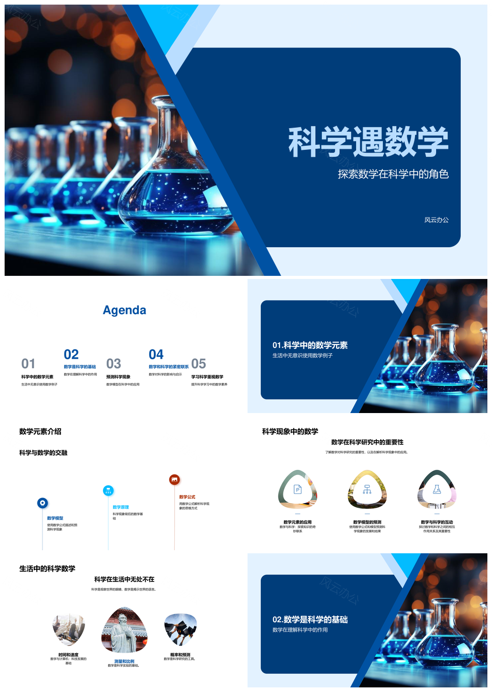 科学数学融合模型预测现象显微研究教育PPT模板
