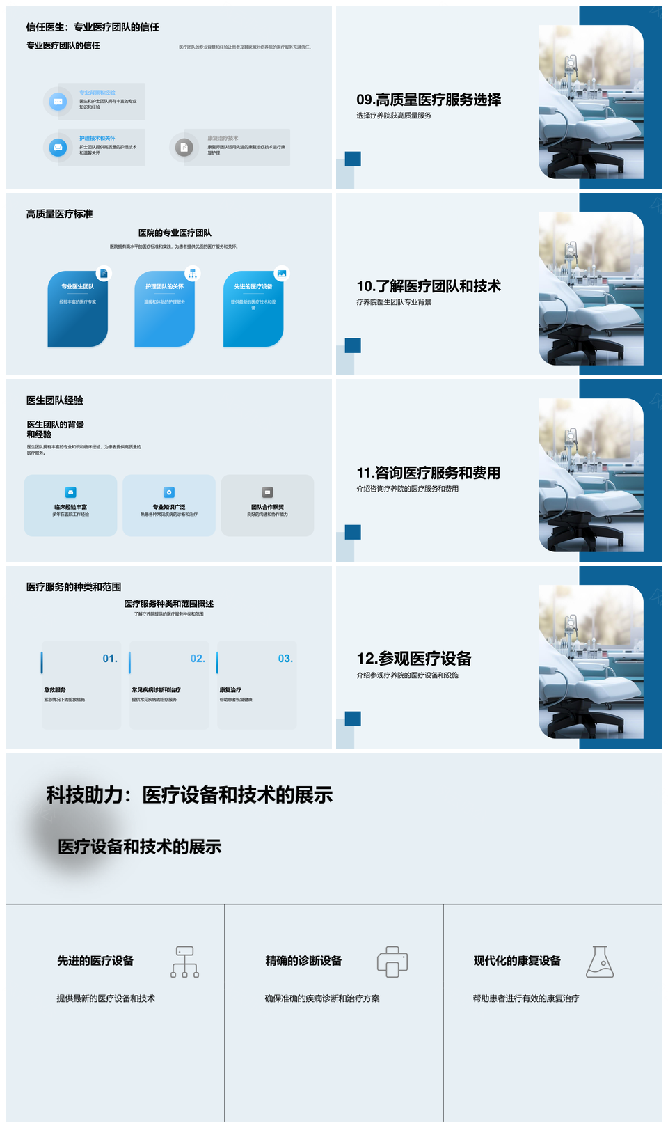 卓越疗养院专业医护团队先进康复医疗设备PPT模板