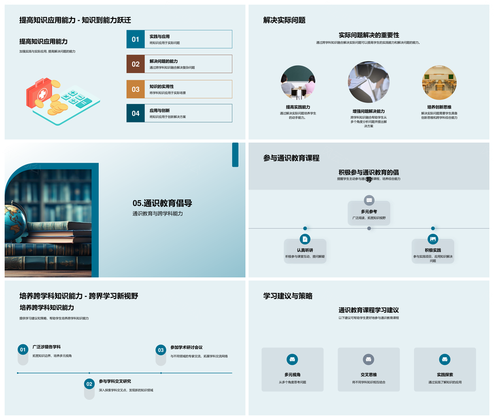 融通学科通识普惠知识应用PPT模板