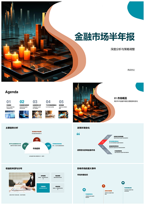 金融市场半年报策略调整政策业绩科技图解PPT模板