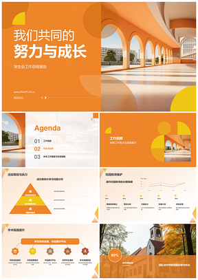 校园现代建筑学生会工作总结PPT模板
