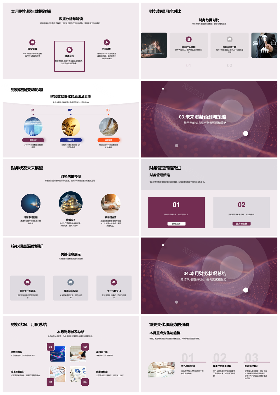 月度财务数据解析预测与财会制度环境分析PPT模板