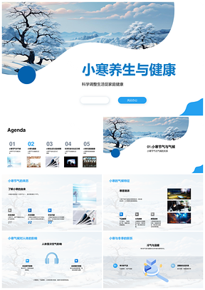 小寒养生健康家庭饮食防感冒中药材PPT模板