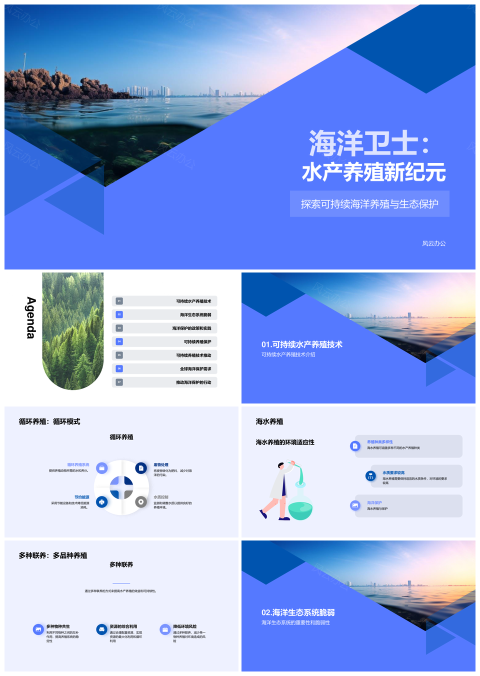 生态循环水产联养护海调气候PPT模板