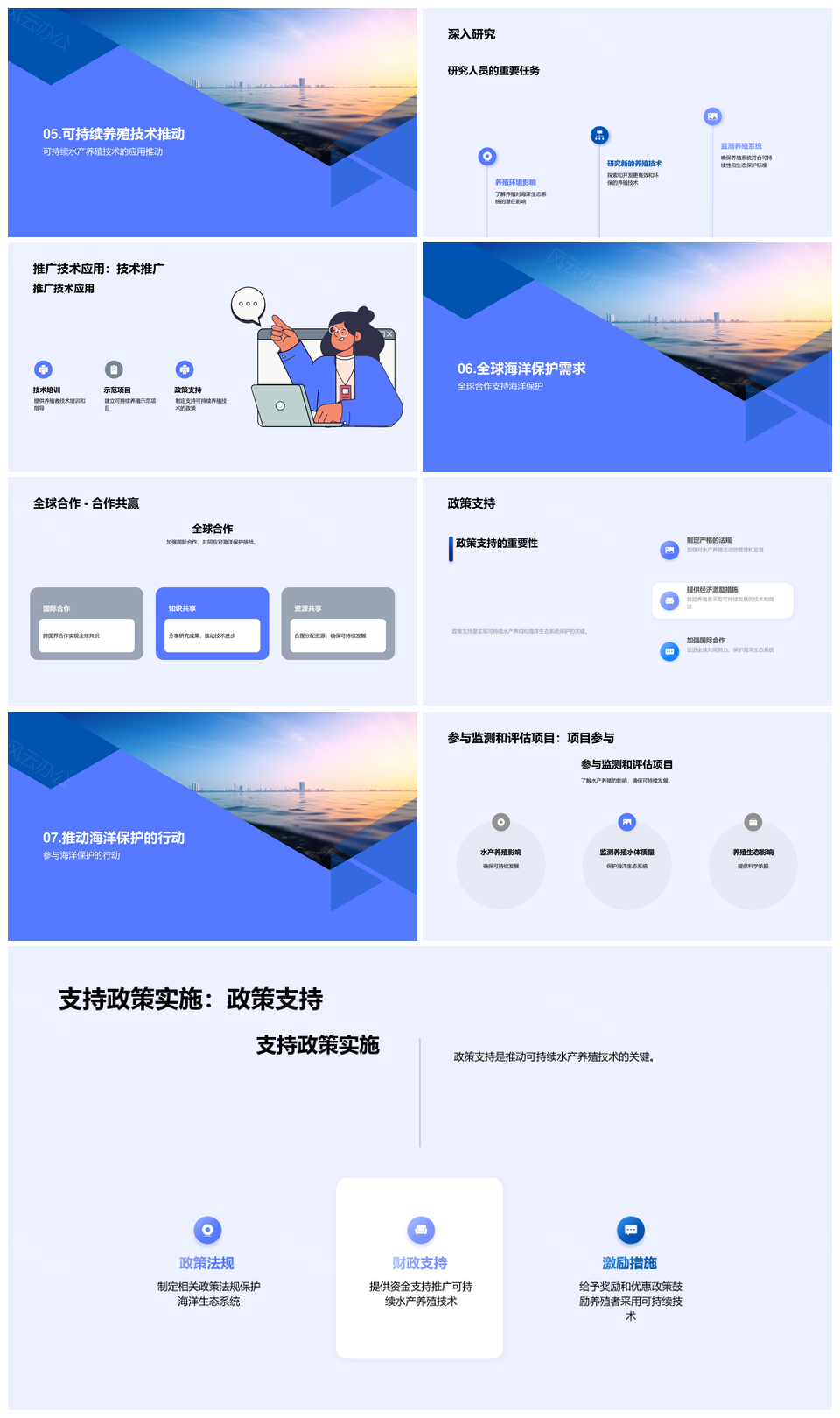 生态循环水产联养护海调气候PPT模板