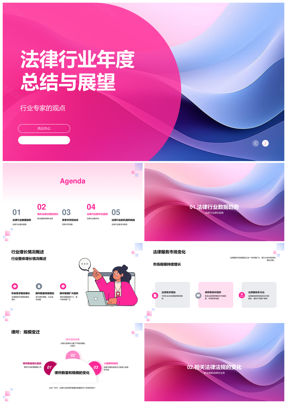 法律行业年度总结趋势专家展望PPT模板