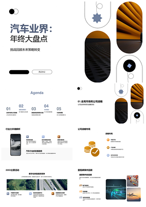 汽车业界年终盘点挑战策略市场客户供应链赛车经理PPT模板