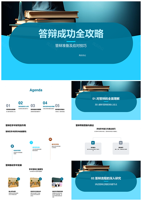 毕业帽答辩成功必过全攻略PPT模板