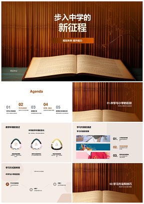 中学启程新环境内容方法资源复习课程书PPT模板