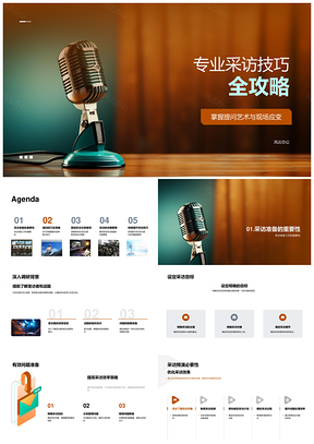 专业采访提问应变技巧与媒体调研预演PPT模板