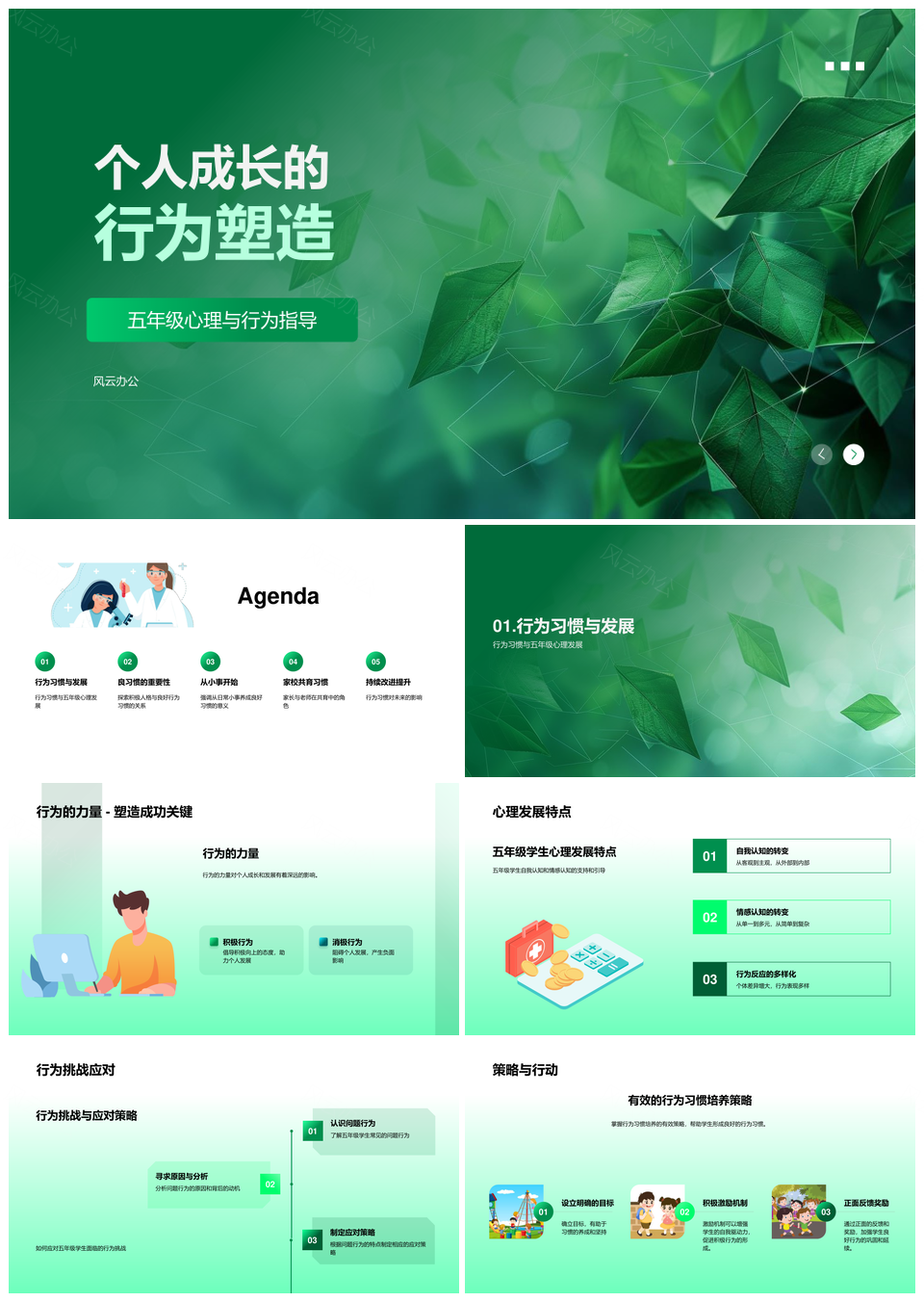 五年级行为习惯与积极人格家校协同发展PPT模板