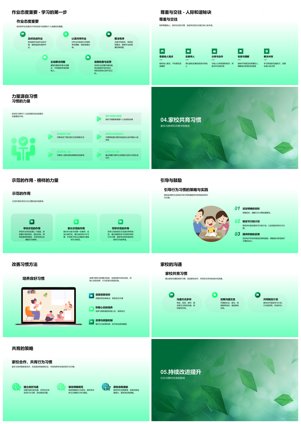 五年级行为习惯与积极人格家校协同发展PPT模板