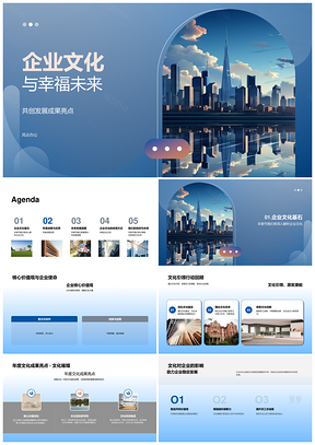 企业文化核心擎摩天责任使命筑幸福未来PPT模板