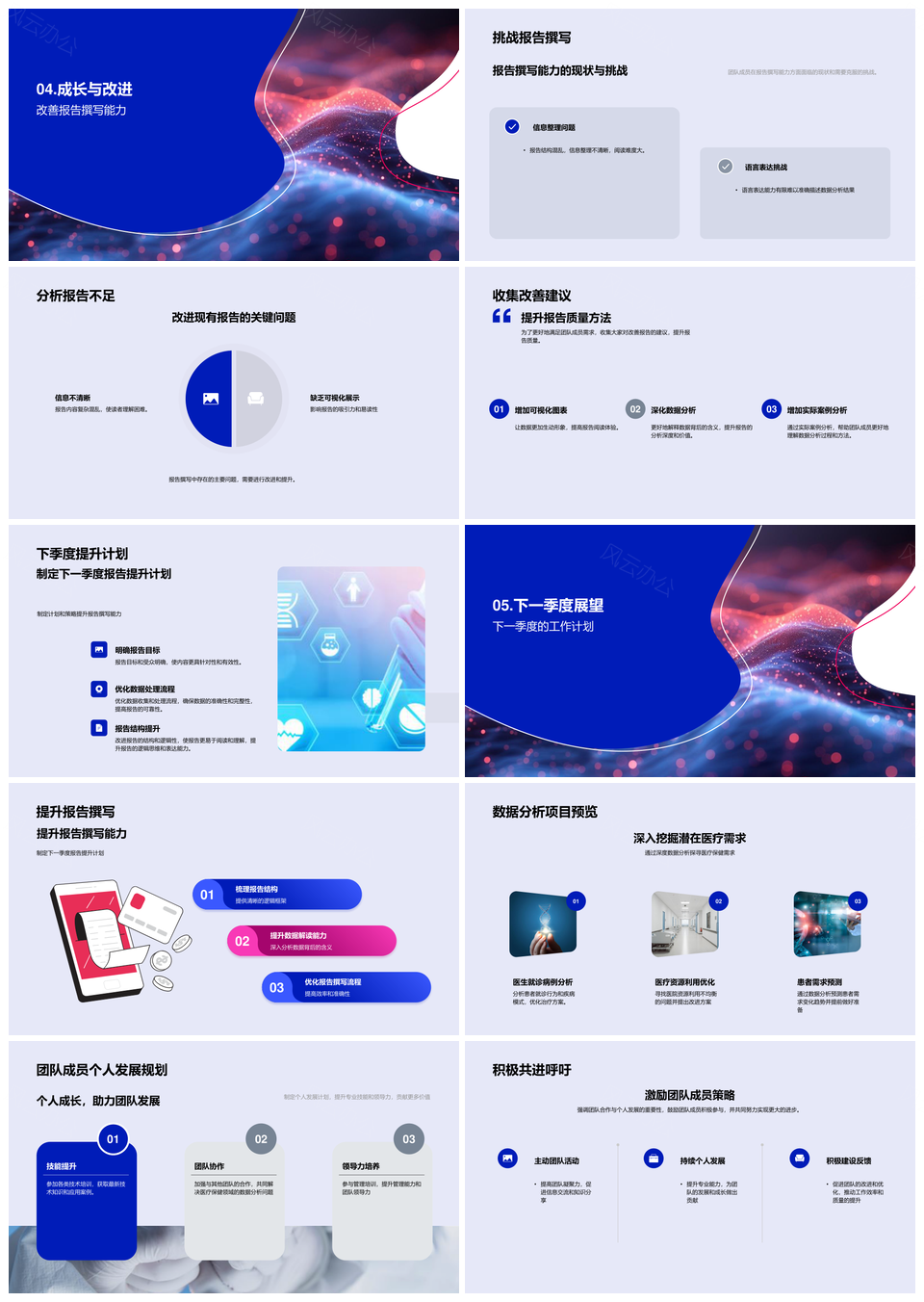 医疗数据整合清洗模型算法跨部门协作可视化驱动季度分析PPT模板