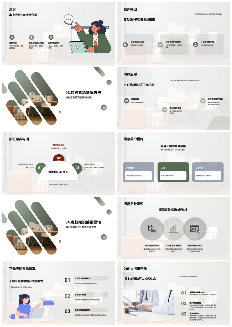 学生医疗急救培训应对突发溺水心脏病PPT模板