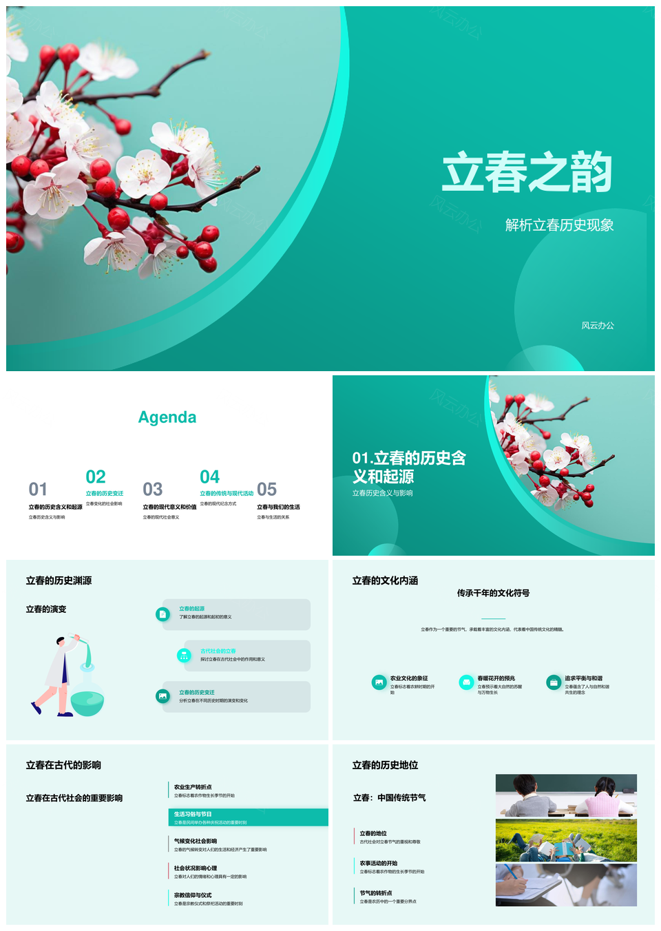 立春历史变迁古今社会影响传统现代PPT模板