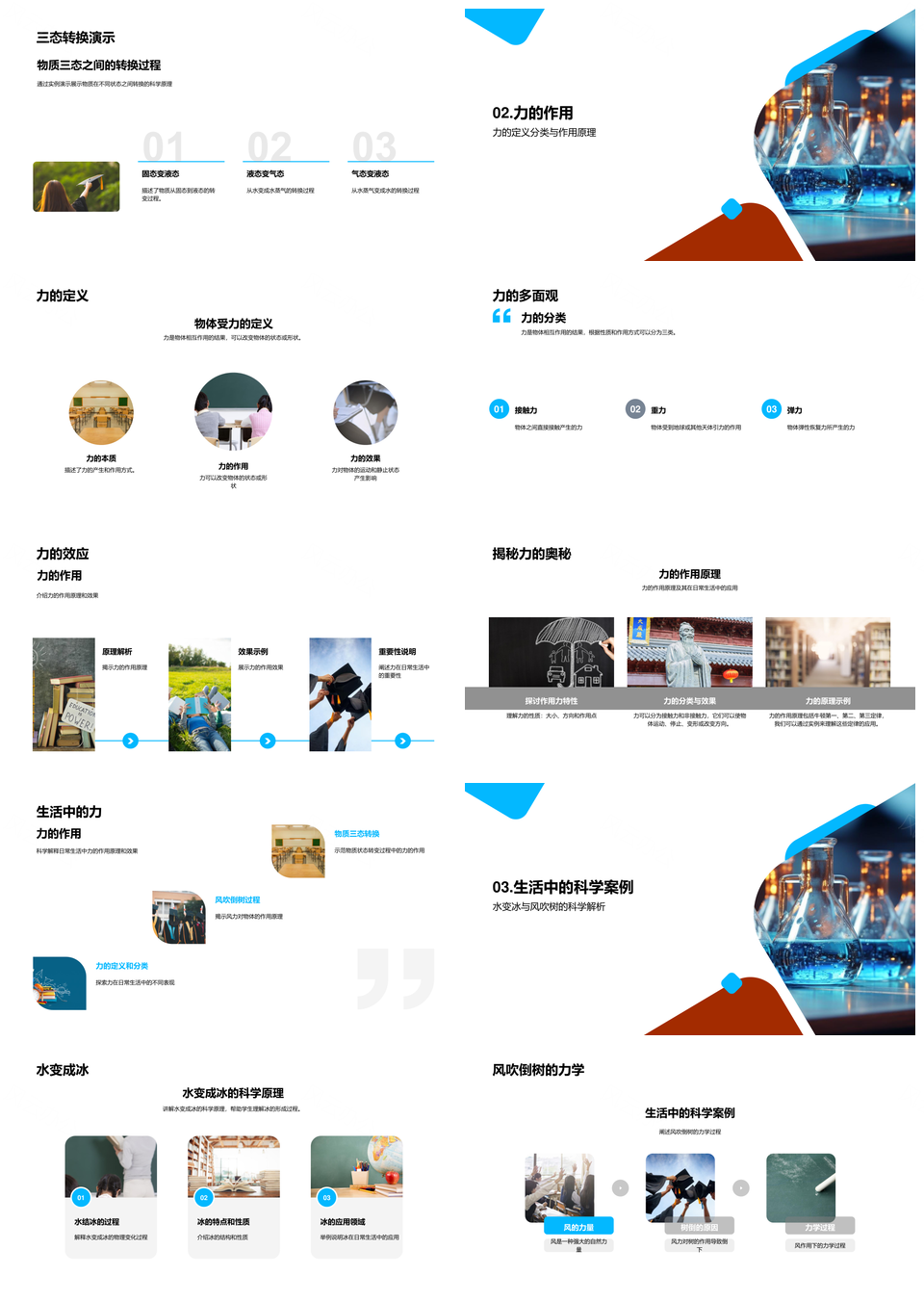 科学实验探秘物质三态与力作用生活应用PPT模板