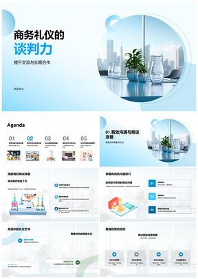 商务礼仪谈判力有效沟通商谈准备非言语PPT模板